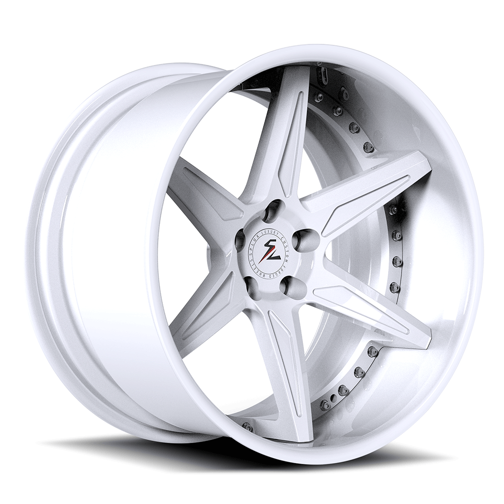 Splux SD-07 6-spoke custom 18-inch white rims for 2013 F150 with Raptor wheels. Fits 2012-2019 Ford F150 for a sleek upgrade.