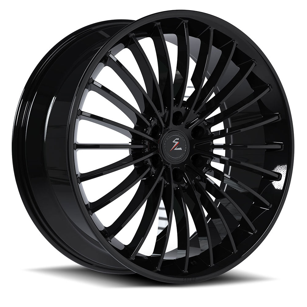 Splux ST-02 gloss black multi-spoke wheels, perfect for 2018 GMC Sierra factory upgrade or 2019 GMC Sierra Denali lifted 3 inches.